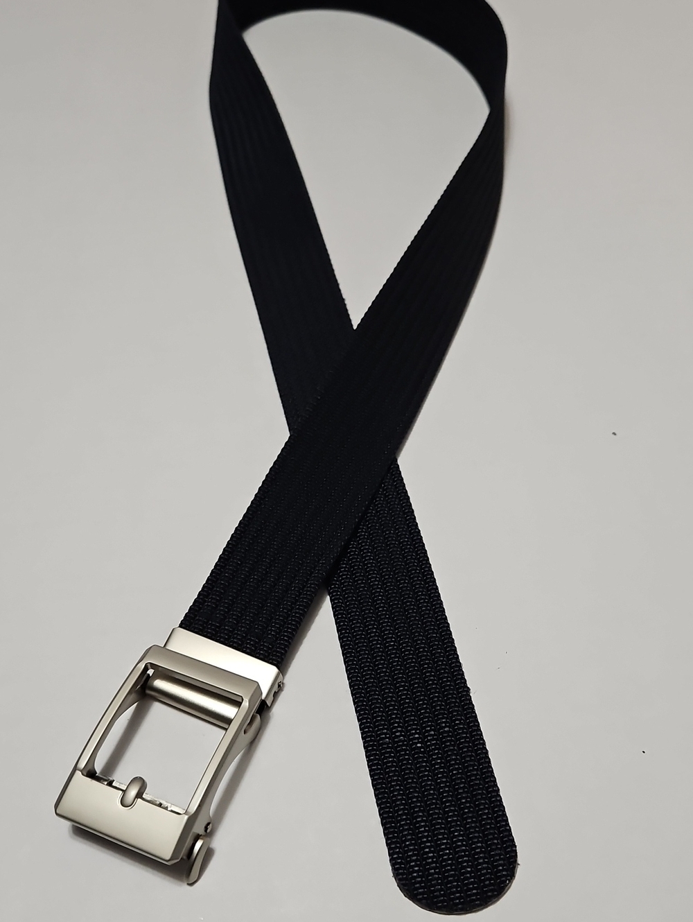 Oobe Men's Black Nylon Slider Webbing Belt with Silver Buckle Size S